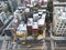 Overhead view of New York City street scene with taxis driving down Bowery