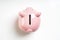 Overhead view of piggy or coin bank or piggybank or money box