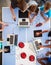 Overhead View Of Students In After School Computer Coding Class Learning To Program Robot Vehicle