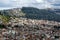 Overhead view of the suburbs in Quito, Ecuador