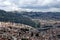 Overhead view of the suburbs in Quito, Ecuador