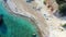 Overhead view of sunny sandy beach near Petra tou Romiou Petra tou Romiou