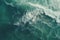 Overhead view of a surfer catching a wave in. Generative ai