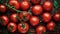 Overhead view of wet tomatoes Generative AI