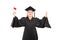 Overjoyed mature woman holding a diploma