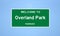 Overland Park, Kansas city limit sign. Town sign from the USA