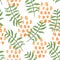 Overlapped green leaves and orange blobs pattern