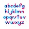 Overlapping colorful rounded flat font. Vector letters althabet