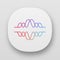 Overlapping waves app icon. UI/UX user interface. Voice recording, radio signal. Abstract music frequency level. Noise