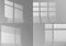 Overlay window shadows. White transparent sunlight from different windows on wall and floor surface. Isolated vector