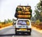 Overloaded lorry in Ghana, north of Accra.