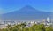Overlook Buildings Volcano Mount Popocatepetl Puebla Mexico