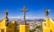 Overlook Cross Angels Iglesia Nuestra Senora Remedios Volcanos Cholula Mexico