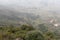 Overlook tianzhushan mountain in the fog