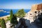Overlooking blue Aegean Sea from Lindos Acropolis