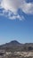 Overlooking the idyllic villages on the hills of Valle San Lorenzo, with Roque del Conde mountain in the background, Tenerife, Can