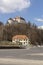 Overlooking the information center Vila Bianca and the old fortification in the town of Velenje, Slovenia, Europe