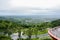 Overlooking landscape from viewing platform of Danjing Mountain in cloudy summer