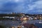 Overlooking the town of Whitby in North Yorkshire at dusk