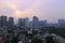 Overlooking xiamen city at dusk