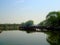 overlooking the yanqi lake and the pavilion in the distance