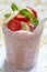 Overnight oatmeal smoothie with strawberry and