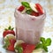 Overnight oatmeal smoothie with strawberry and