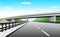 Overpass. Road Junction. The Road Goes Under The Bridge. Elevated Road. Stylized