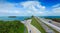 Overseas Highway aerial view on a beautiful sunny day, Florida