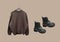 Oversize knit sweater and leather Marten boots