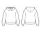 Oversized cotton-fleece hoodie technical fashion illustration with relaxed fit, long sleeves. Flat outwear jumper