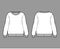 Oversized cotton-terry sweatshirt technical fashion illustration with crew neckline, long sleeves, ribbed trims