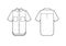 Oversized shirt technical fashion illustration with button down front opening, short sleeves