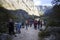 Overtourism at Boathouse at lake Obersee in Bavaria, Germany