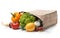Overturned paper bag with vegetables