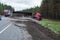 Overturned a truck loaded with a sand-gravel mixture