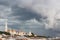 Overview in Budapest before thunderstorm. Hungary