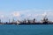 Overview of the cargo port of Taranto, Puglia, Italy