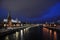 Overview of the city of Moscow with the Kremlin Moskva River at night