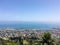Overview of Haifa, including Mediterranean Sea, Bahai House, ships, and residences