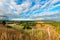 Overview of Meadows around the town of Chonchi in thr Chiloe Island