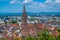 Overview of the Munster Cathedral of Our Lady and the city of Freiburg. Baden Wuerttemberg, Germany, Europe