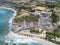 Overview of Ricadi Beach, Tower Marino, Vatican City, promontory aerial view, cliffs and sand