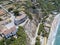 Overview of Ricadi Beach, Tower Marino, Vatican City, promontory aerial view, cliffs and sand