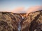 Overview sunrise Lower Falls, Yellowstone NP, USA