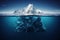 Overview of underwater risk posed by global warming Showing an iceberg It clumped together like a mountain reflecting on