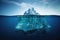 Overview of underwater risk posed by global warming Showing an iceberg It clumped together like a mountain reflecting on