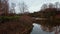 Overview view of the Japanese garden in the winter pan