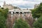 Overview of Waverley railroad station in Edinburgh city, Scotland, UK