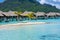 Overwater Bungalow and Hammock on Island in Bora Bora